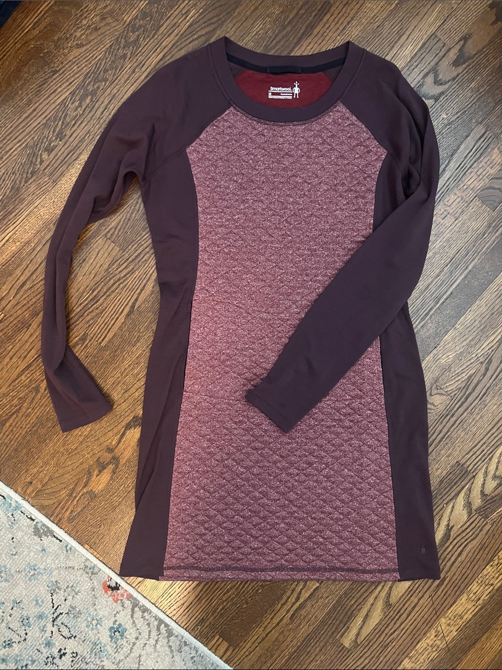 Smartwool Women's Maroon and Dark Brown Quilted Crewneck